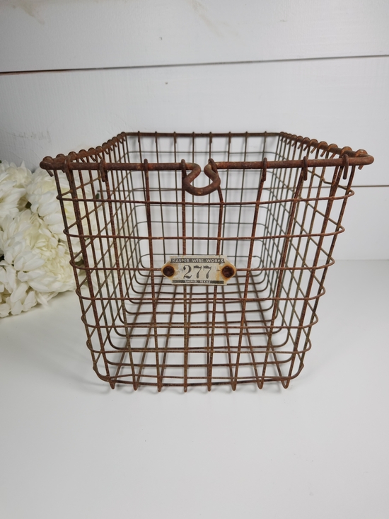 Other - Vintage Locker Room Metal Wire Basket #277 | Rusty Metal Industrial Bin | Rustic